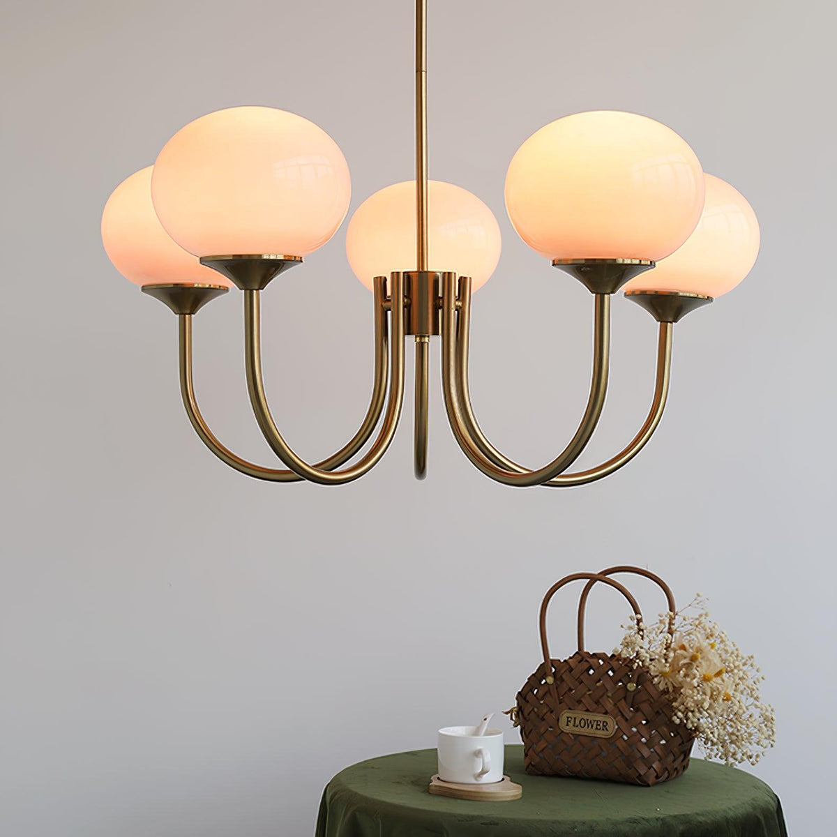 Marshmallow | Modern Glass Bubble Chandelier with Hand-Sprayed Pink Shades