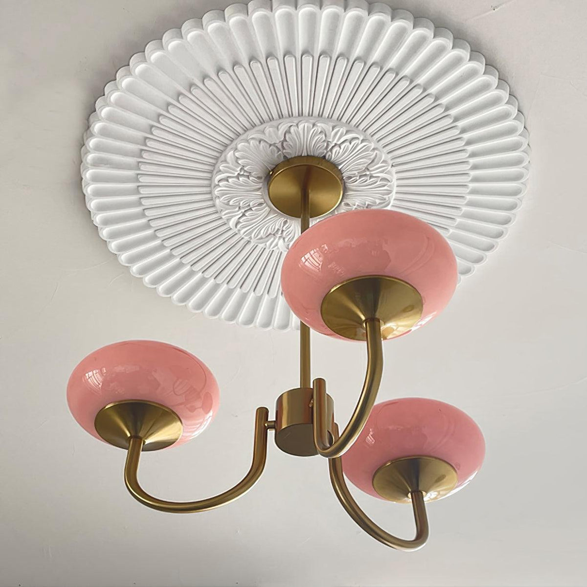 Marshmallow | Modern Glass Bubble Chandelier with Hand-Sprayed Pink Shades