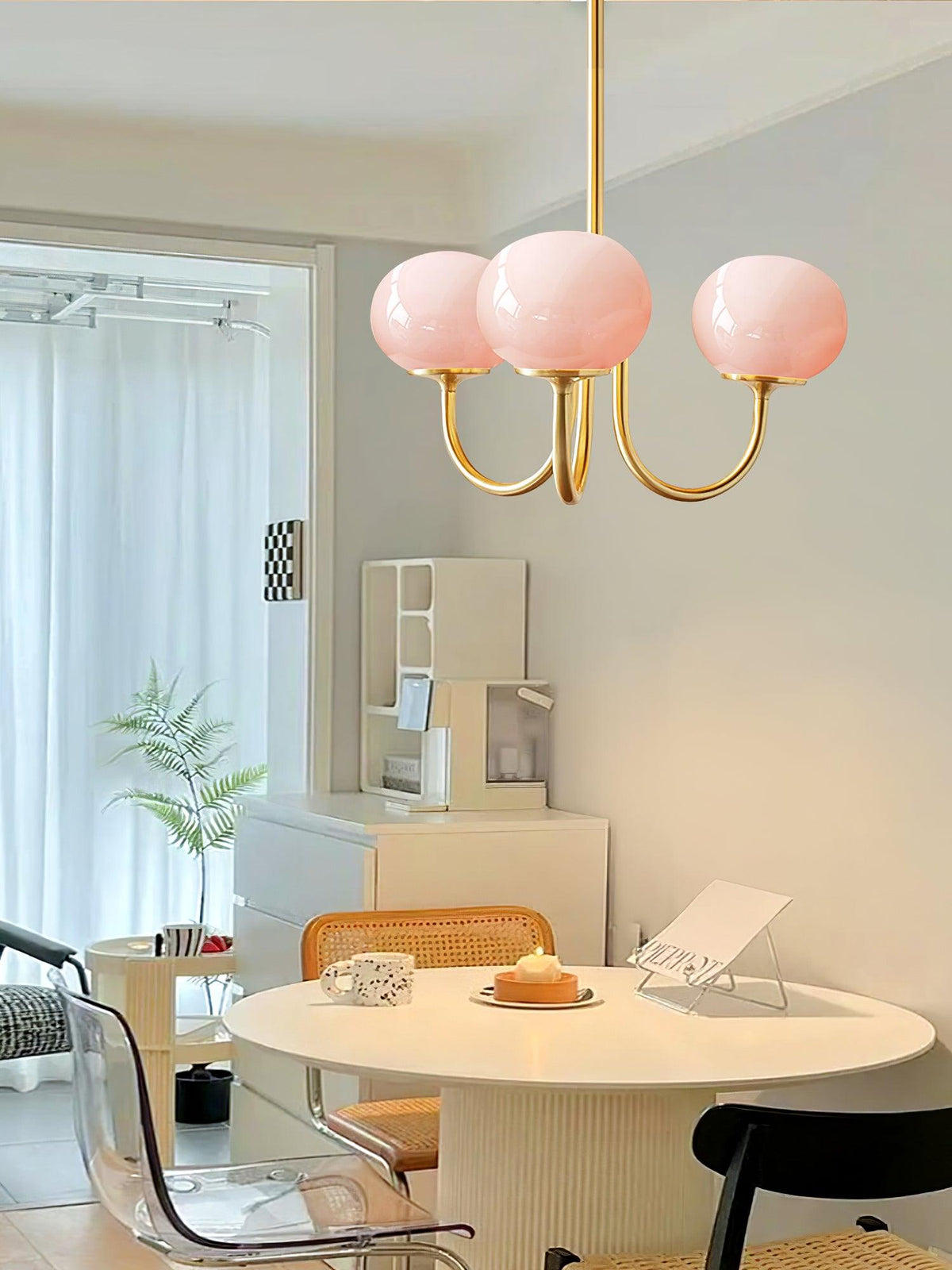 Marshmallow | Modern Glass Bubble Chandelier with Hand-Sprayed Pink Shades