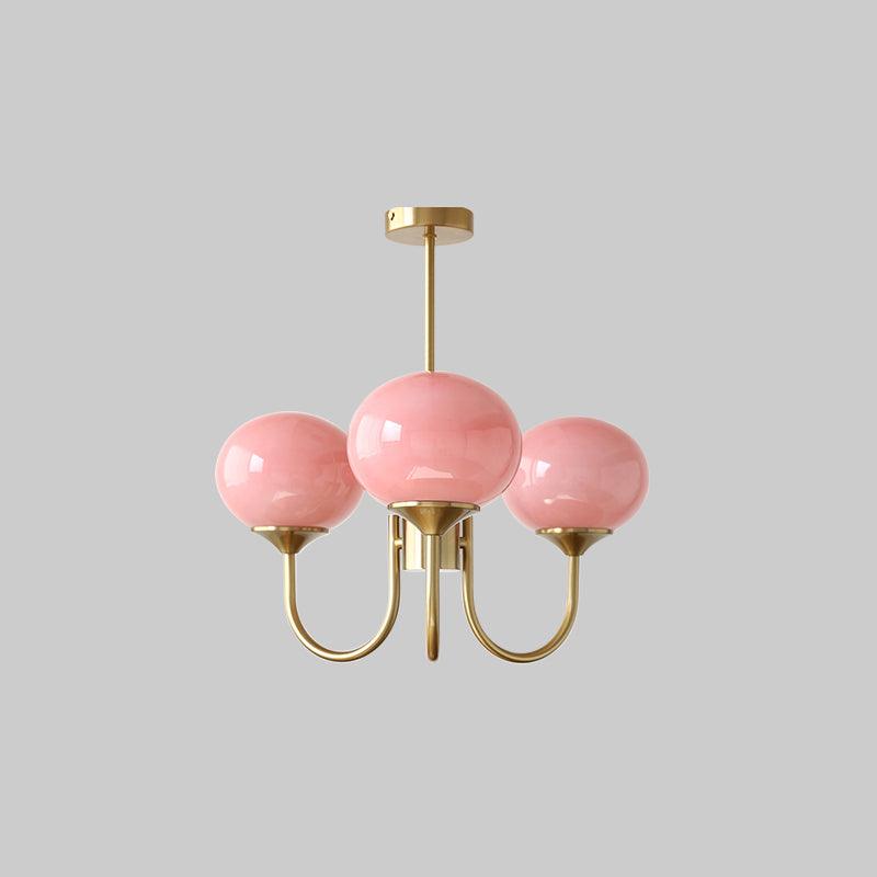 Marshmallow | Modern Glass Bubble Chandelier with Hand-Sprayed Pink Shades