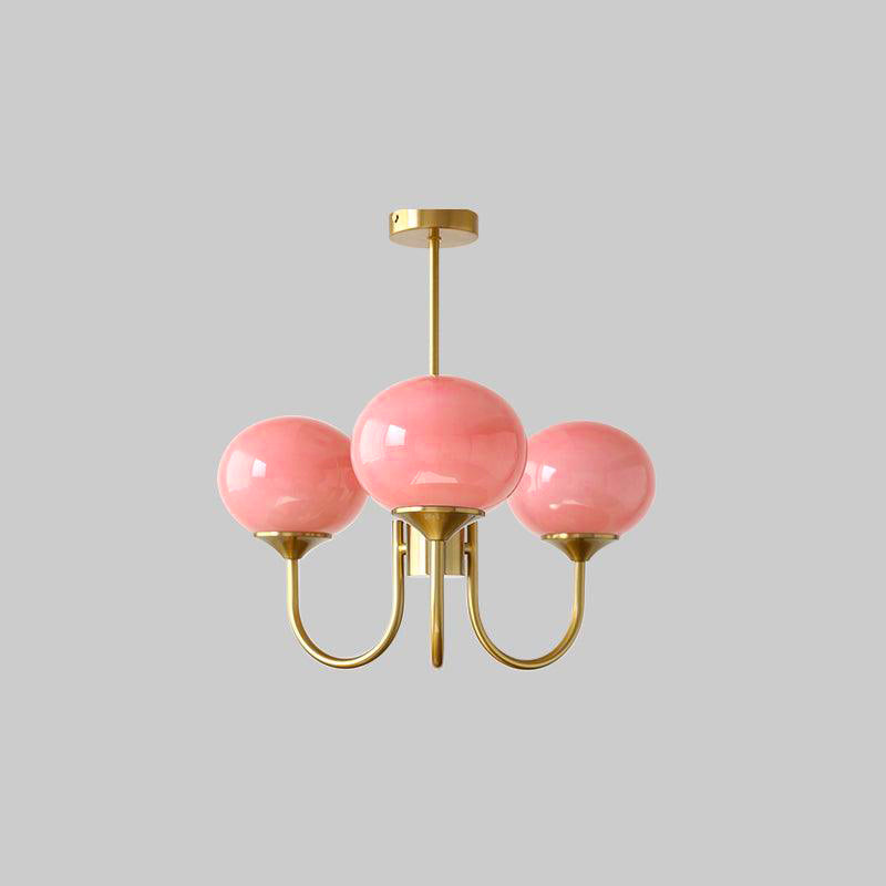 Marshmallow | Modern Glass Bubble Chandelier with Hand-Sprayed Pink Shades
