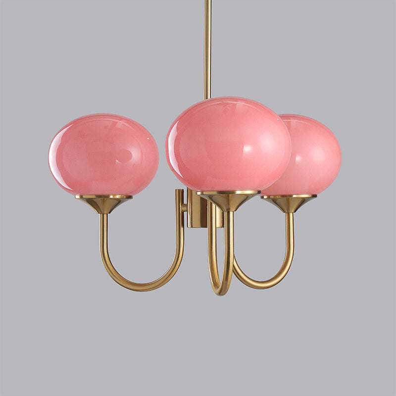 Marshmallow | Modern Glass Bubble Chandelier with Hand-Sprayed Pink Shades