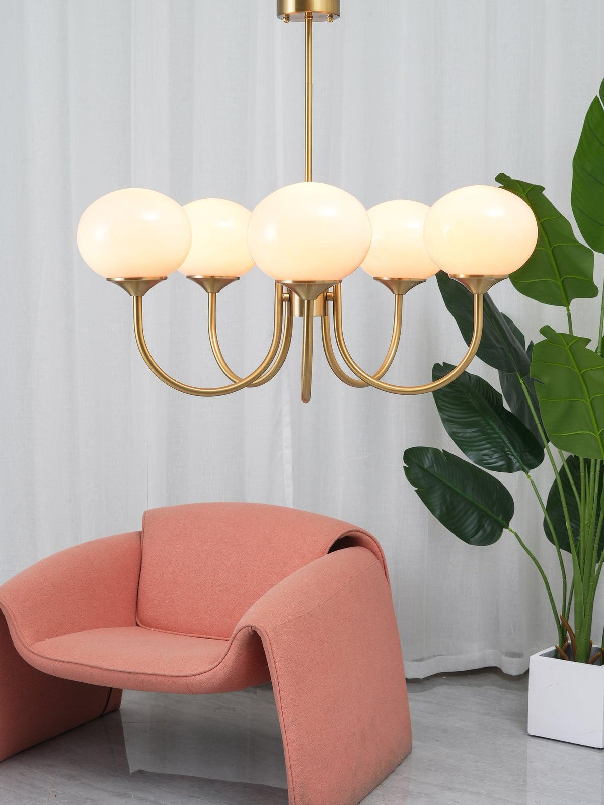 Marshmallow | Modern Glass Bubble Chandelier with Hand-Sprayed Pink Shades