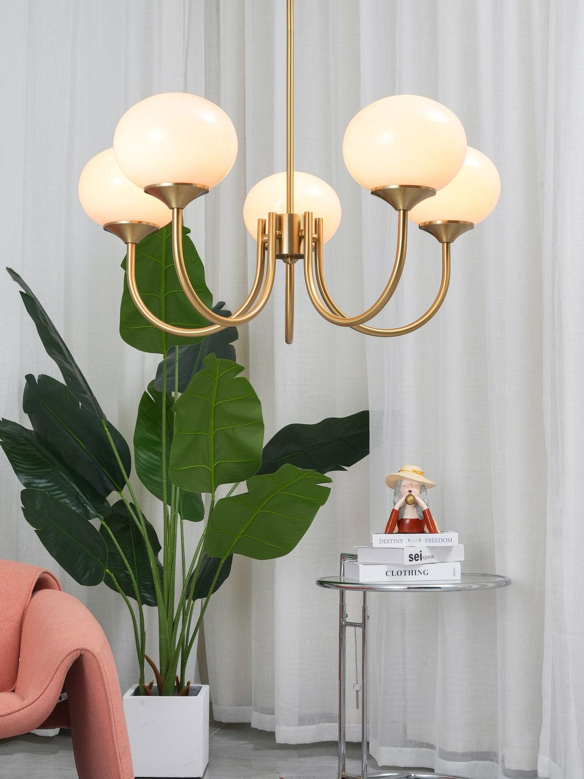 Marshmallow | Modern Glass Bubble Chandelier with Hand-Sprayed Pink Shades