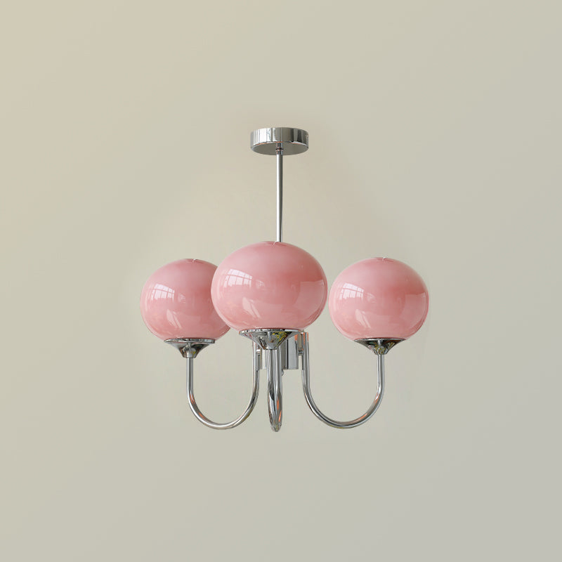 Marshmallow | Modern Glass Bubble Chandelier with Hand-Sprayed Pink Shades