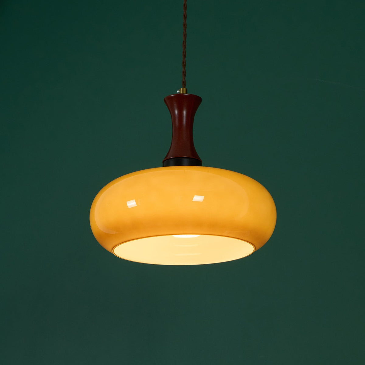Plug-In Glass Pendant Light with No Hardwiring | Antique Brown Shade for Any Room