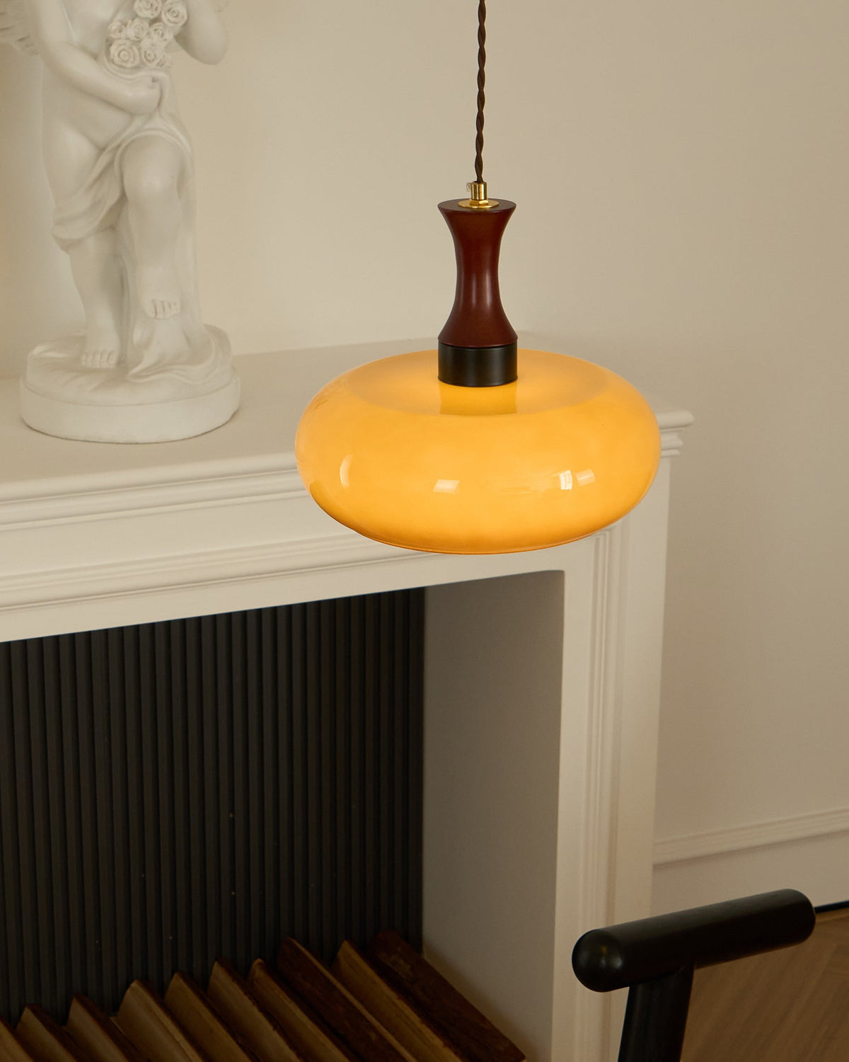 Plug-In Glass Pendant Light with No Hardwiring | Antique Brown Shade for Any Room