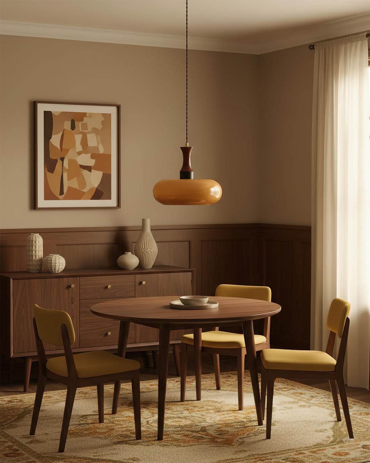 Plug-In Glass Pendant Light with No Hardwiring | Antique Brown Shade for Any Room