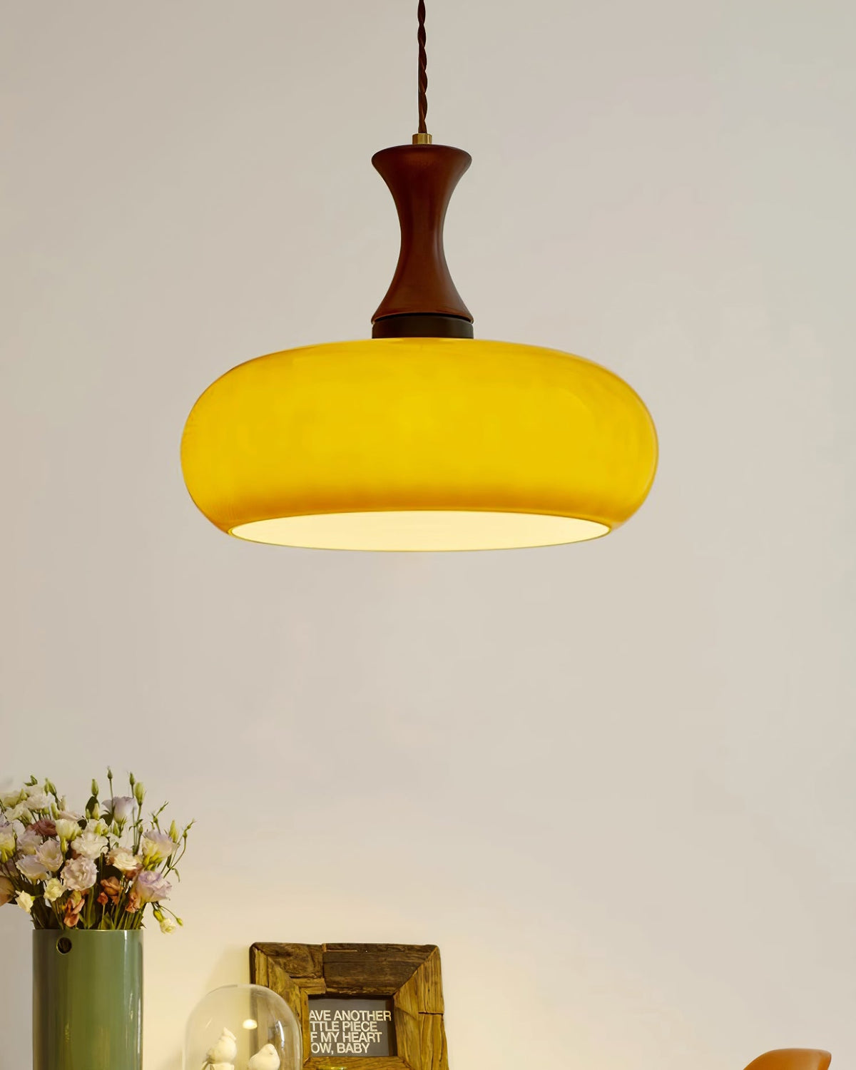 Plug-In Glass Pendant Light with No Hardwiring | Antique Brown Shade for Any Room
