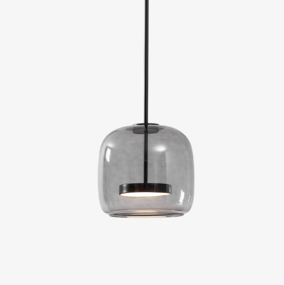 Smokara | Smoked Glass Globe Pendant Lamp with Metal Accents | Light for Kitchen Islands