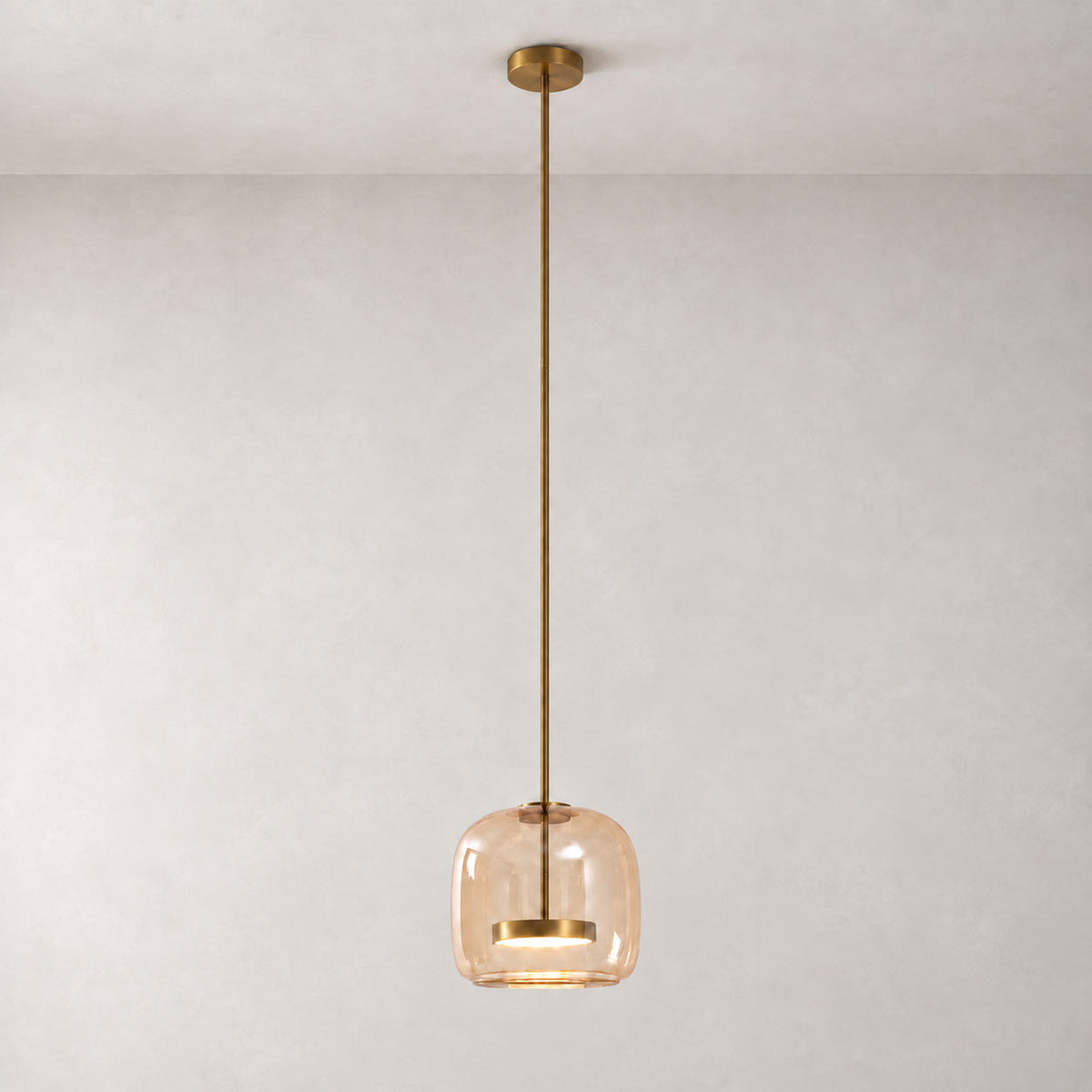 Smokara | Smoked Glass Globe Pendant Lamp with Metal Accents | Light for Kitchen Islands
