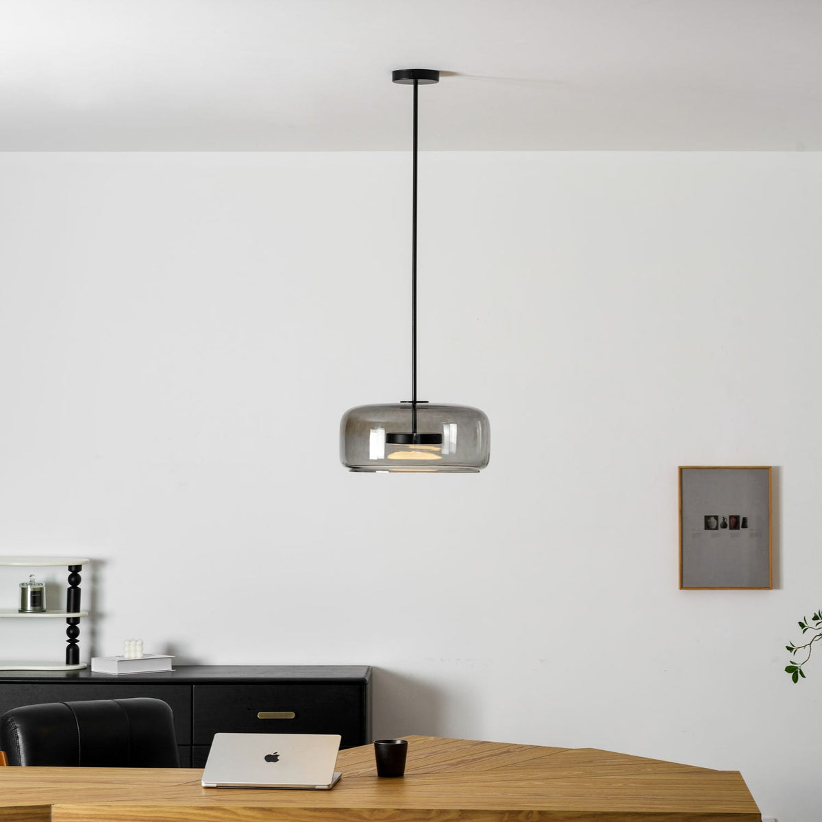 Smokara | Smoked Glass Globe Pendant Lamp with Metal Accents | Light for Kitchen Islands