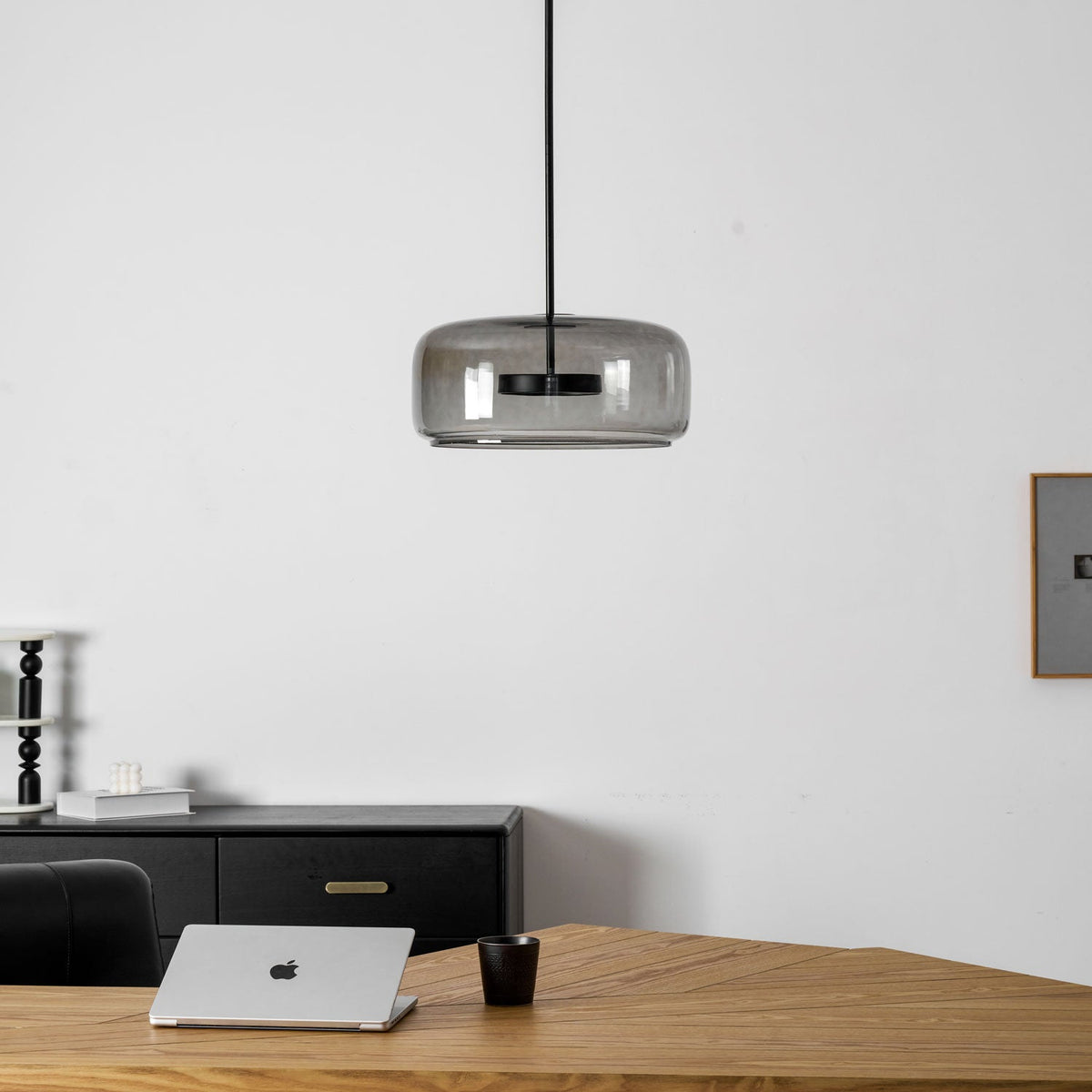 Smokara | Smoked Glass Globe Pendant Lamp with Metal Accents | Light for Kitchen Islands