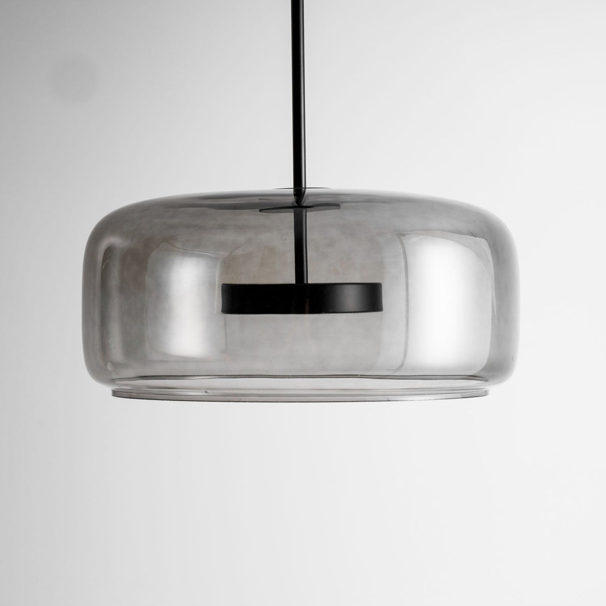 Smokara | Smoked Glass Globe Pendant Lamp with Metal Accents | Light for Kitchen Islands
