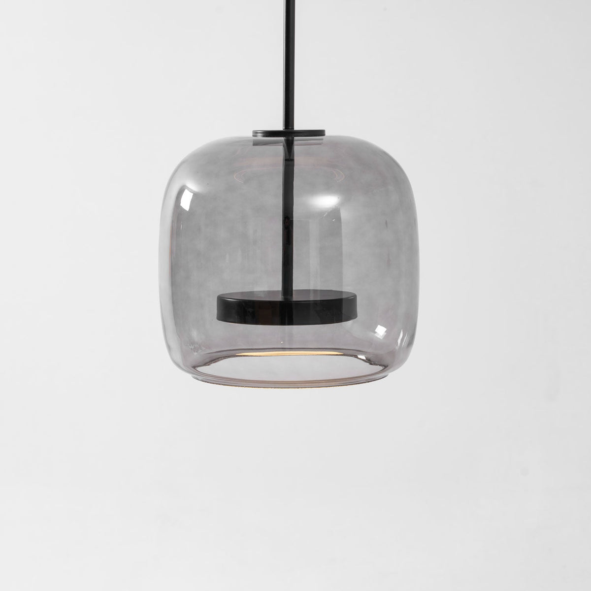 Smokara | Smoked Glass Globe Pendant Lamp with Metal Accents | Light for Kitchen Islands