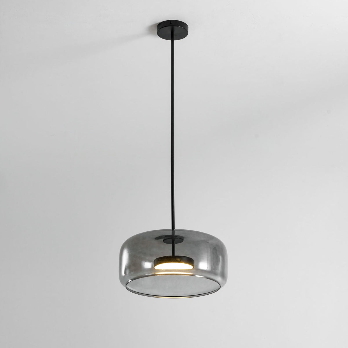 Smokara | Smoked Glass Globe Pendant Lamp with Metal Accents | Light for Kitchen Islands