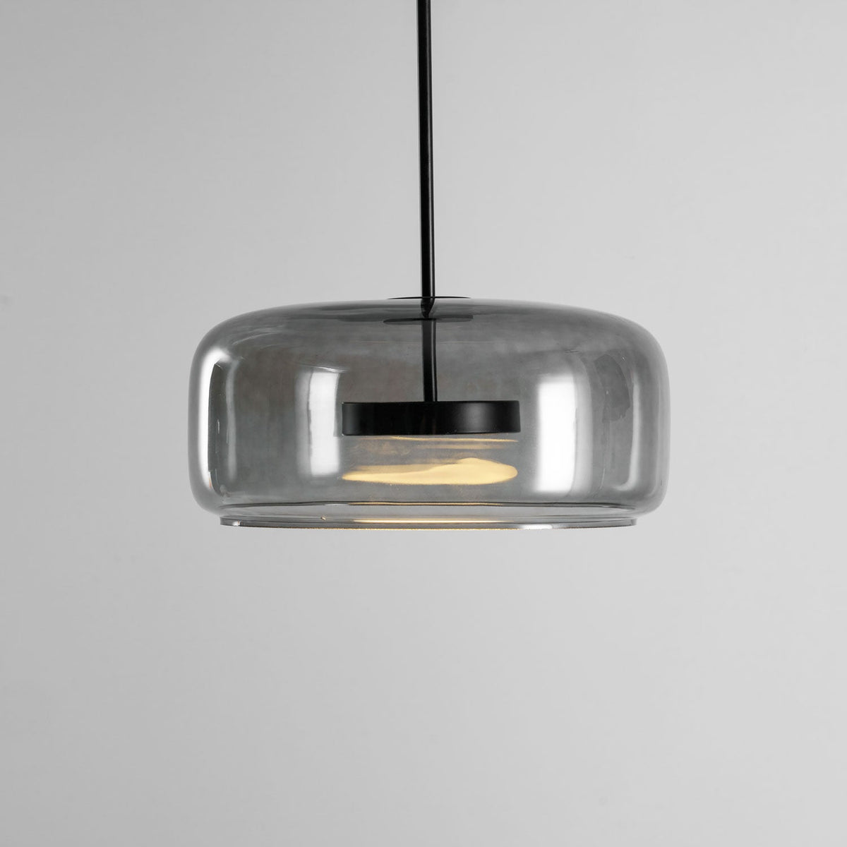 Smokara | Smoked Glass Globe Pendant Lamp with Metal Accents | Light for Kitchen Islands