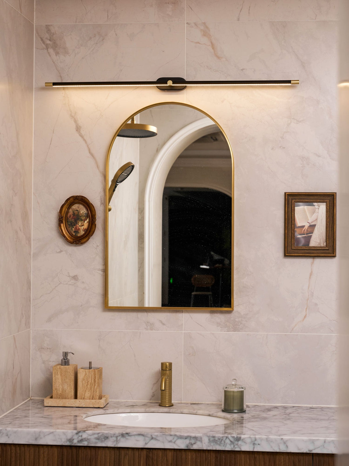 Lumenora | Cordless Linear Wall Lamp with USB Rechargeable Battery and Touch Dimmer