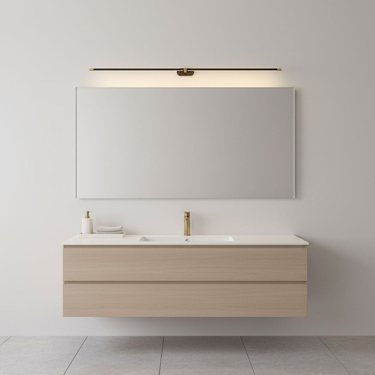 Linora | Linear LED Wall Sconce with Dimmable Warm Light | Metal Vanity Lamp for Mirrors