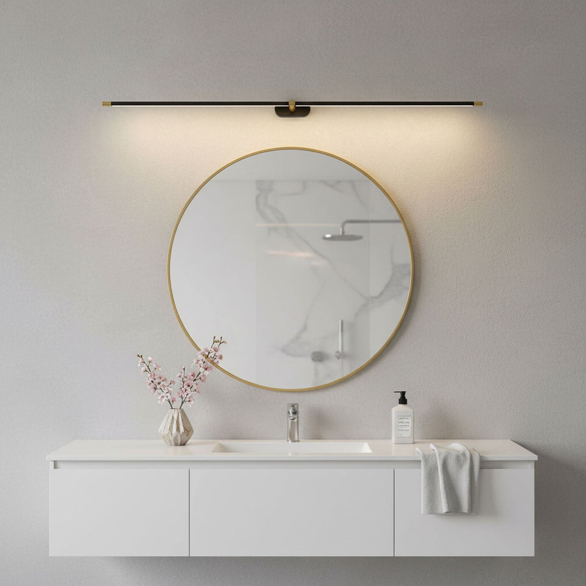 Linora | Linear LED Wall Sconce with Dimmable Warm Light | Metal Vanity Lamp for Mirrors