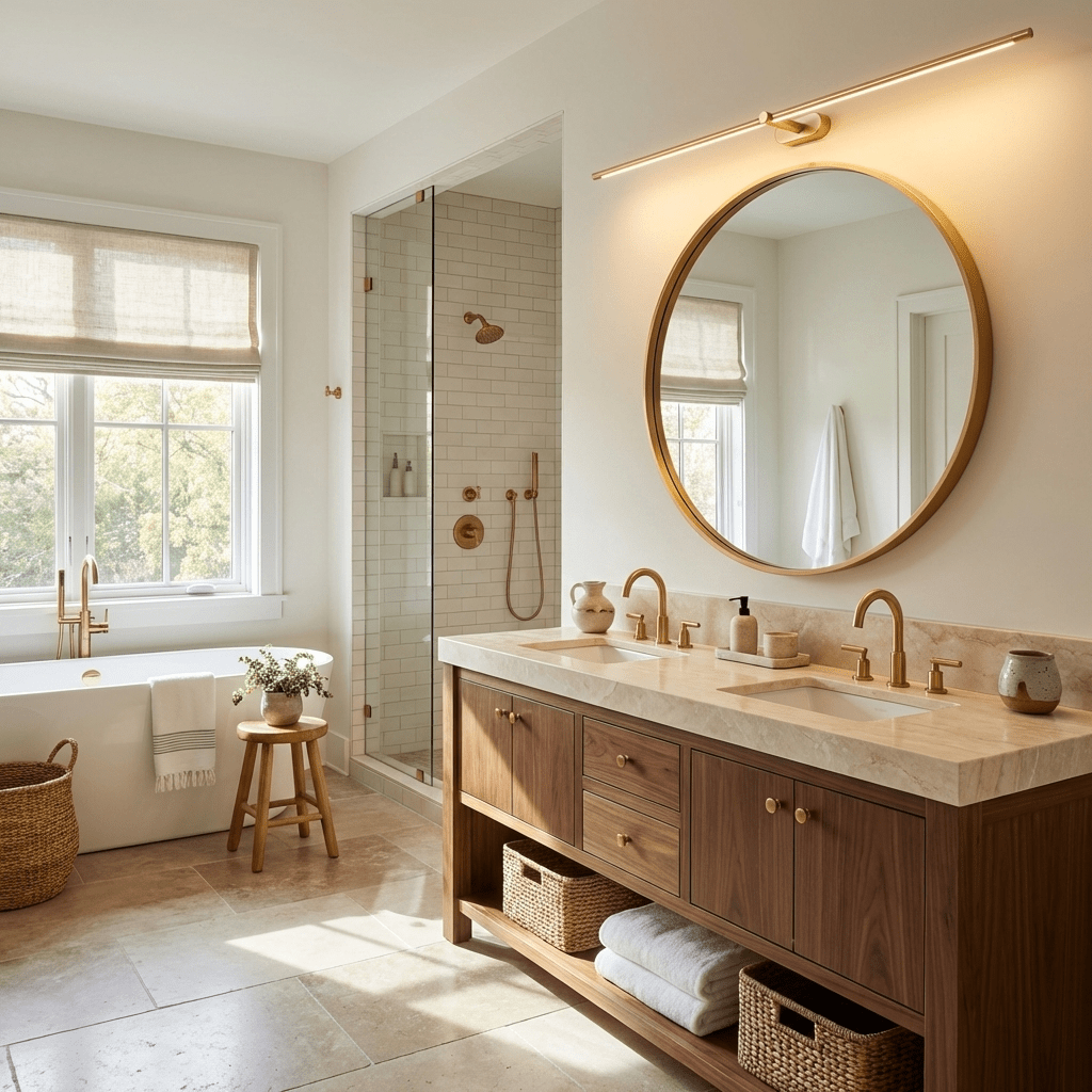 Linora | Linear LED Wall Sconce with Dimmable Warm Light | Metal Vanity Lamp for Mirrors