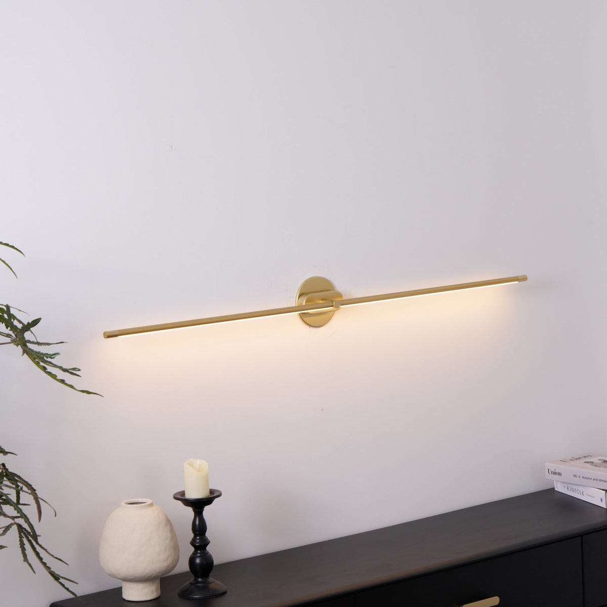 Linora | Linear LED Wall Sconce with Dimmable Warm Light | Metal Vanity Lamp for Mirrors