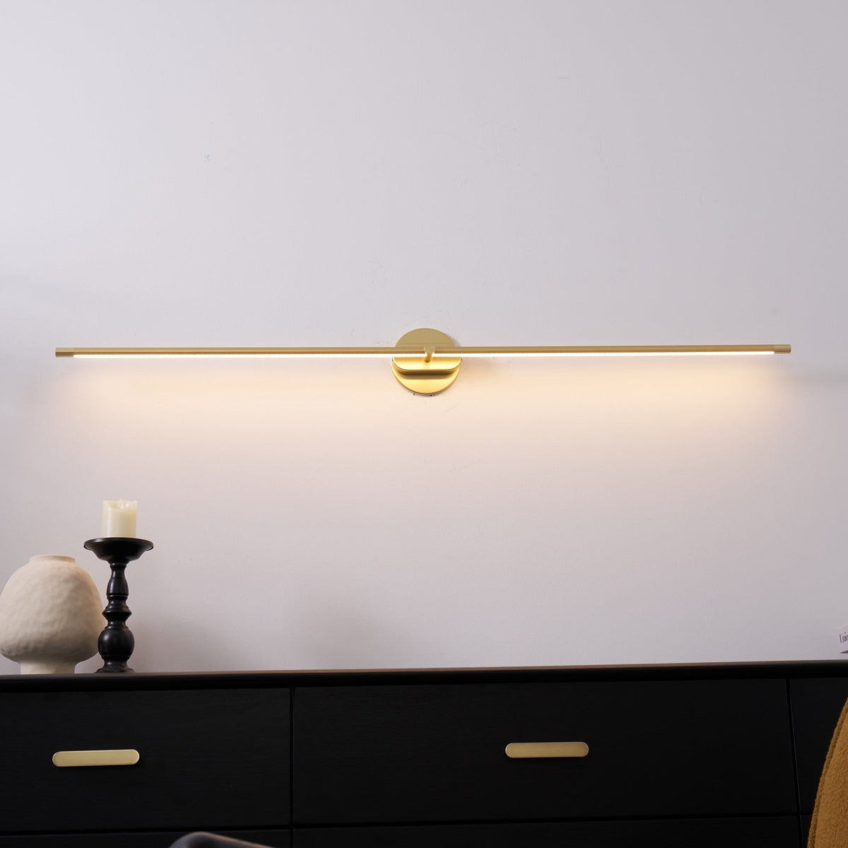 Linora | Linear LED Wall Sconce with Dimmable Warm Light | Metal Vanity Lamp for Mirrors