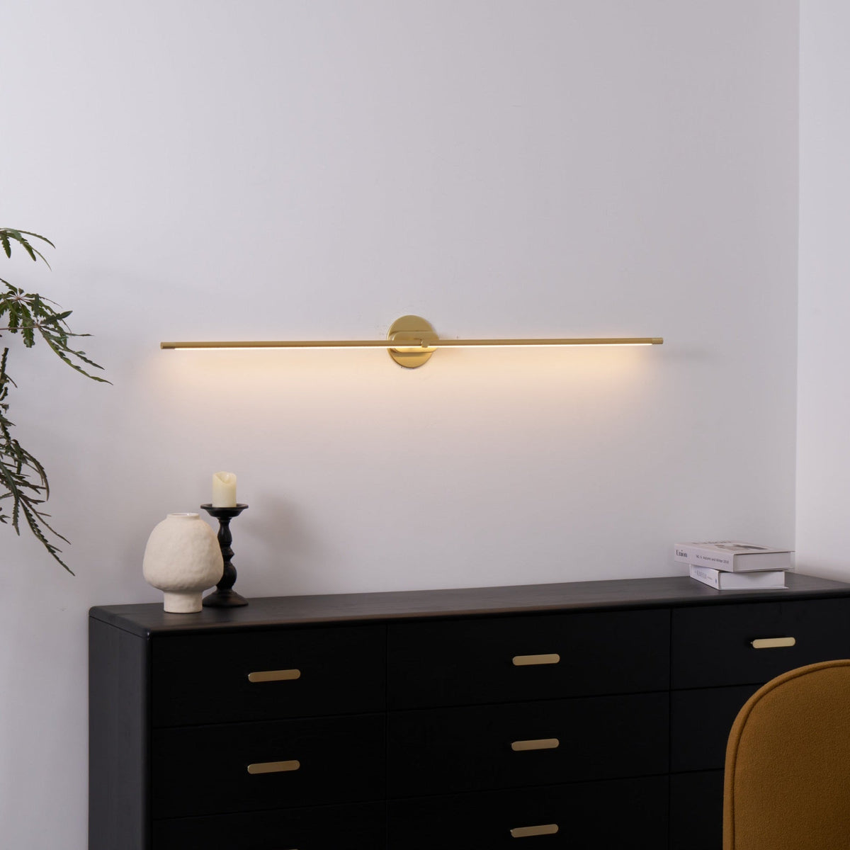 Linora | Linear LED Wall Sconce with Dimmable Warm Light | Metal Vanity Lamp for Mirrors