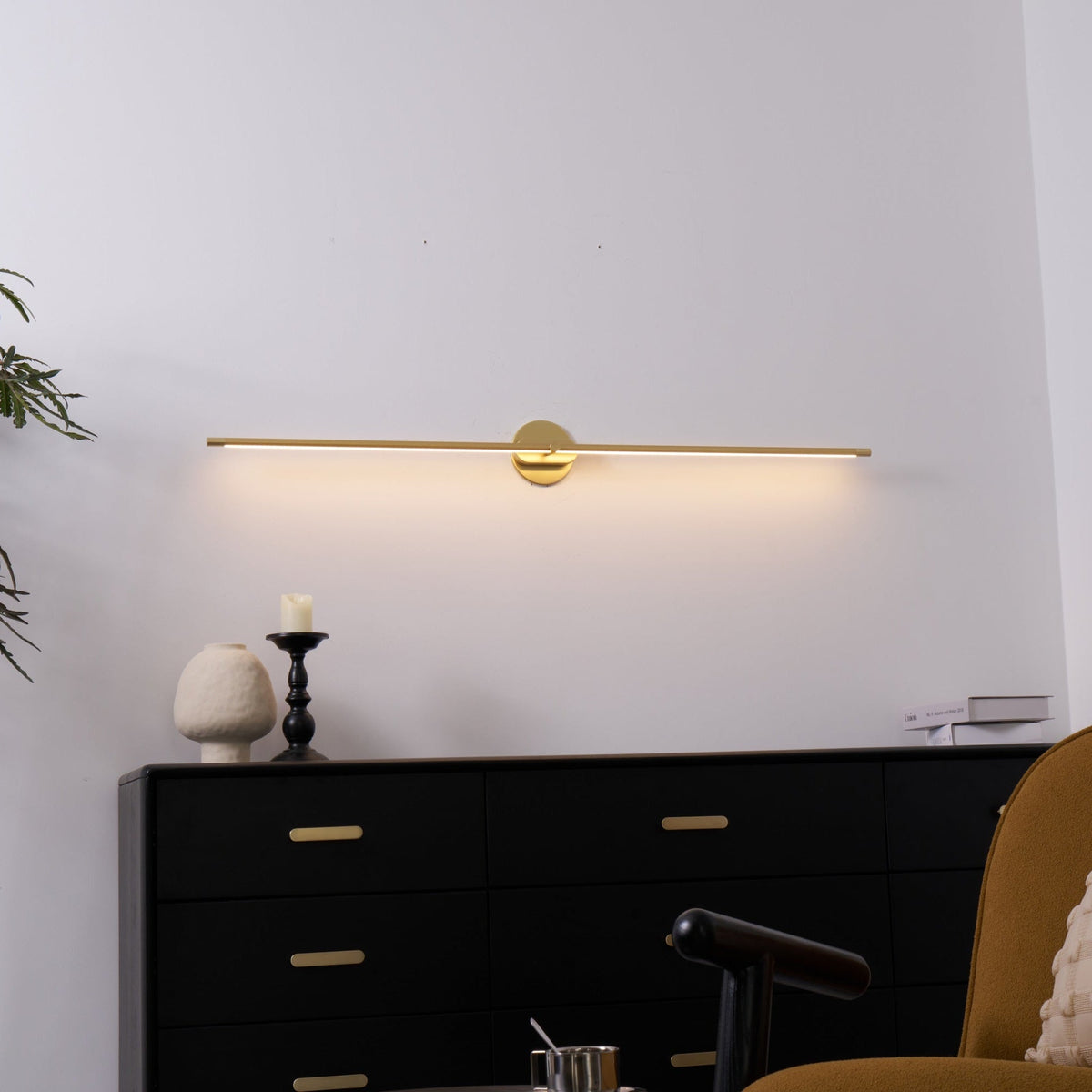 Linora | Linear LED Wall Sconce with Dimmable Warm Light | Metal Vanity Lamp for Mirrors