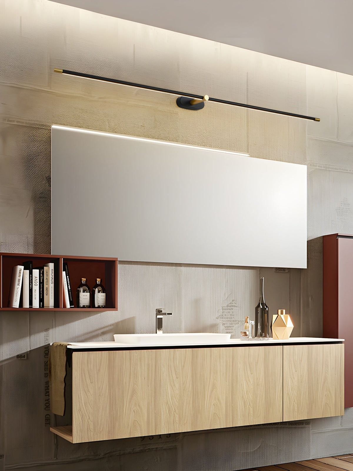 Linora | Linear LED Wall Sconce with Dimmable Warm Light | Metal Vanity Lamp for Mirrors