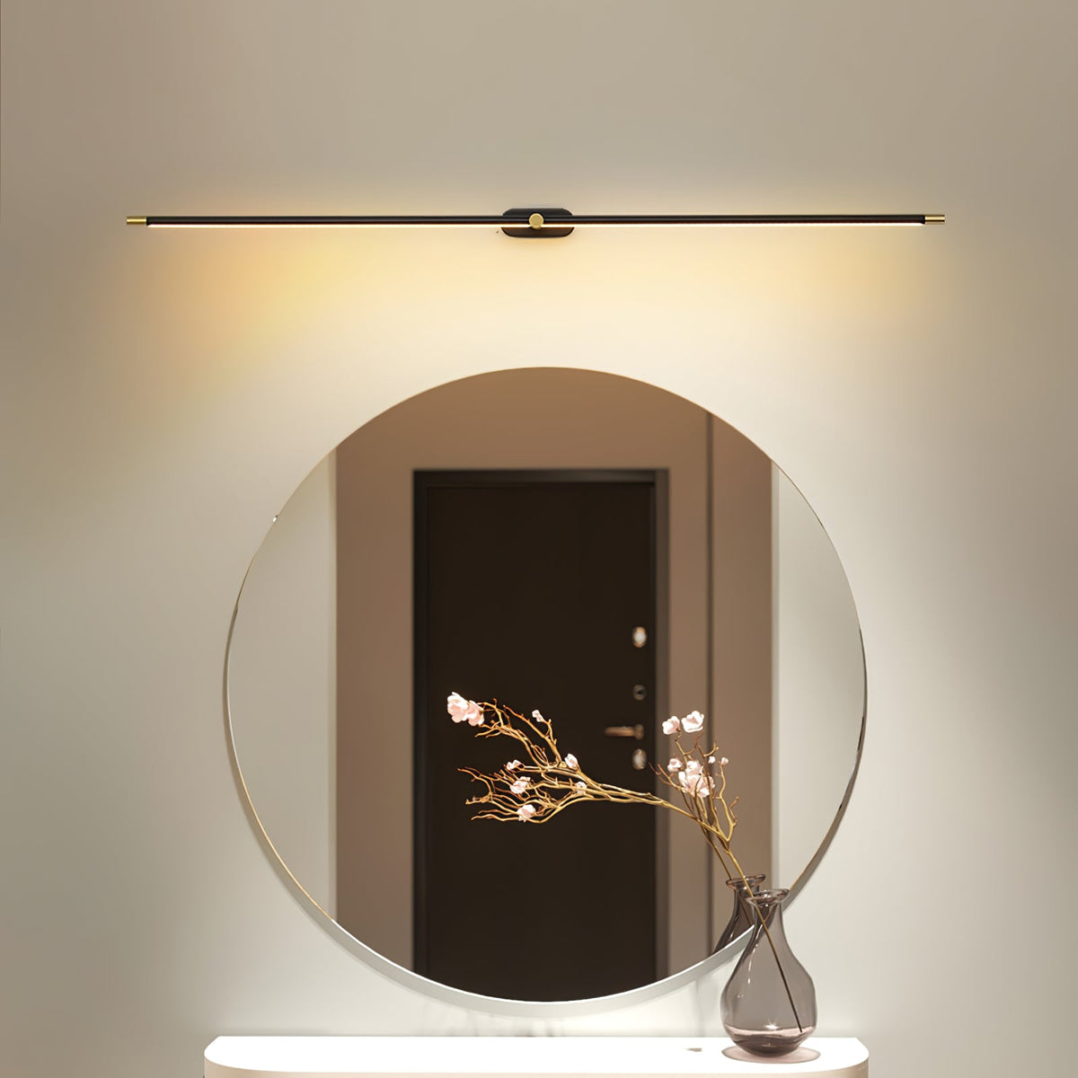 Linora | Linear LED Wall Sconce with Dimmable Warm Light | Metal Vanity Lamp for Mirrors