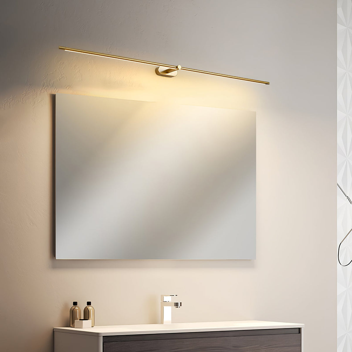 Linora | Linear LED Wall Sconce with Dimmable Warm Light | Metal Vanity Lamp for Mirrors