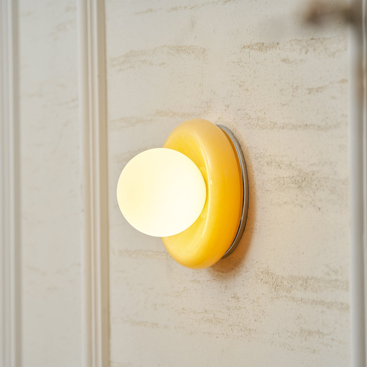 Onyx Halo Series | Natural Onyx Wall Sconce with White Glass Diffuser for Bedside