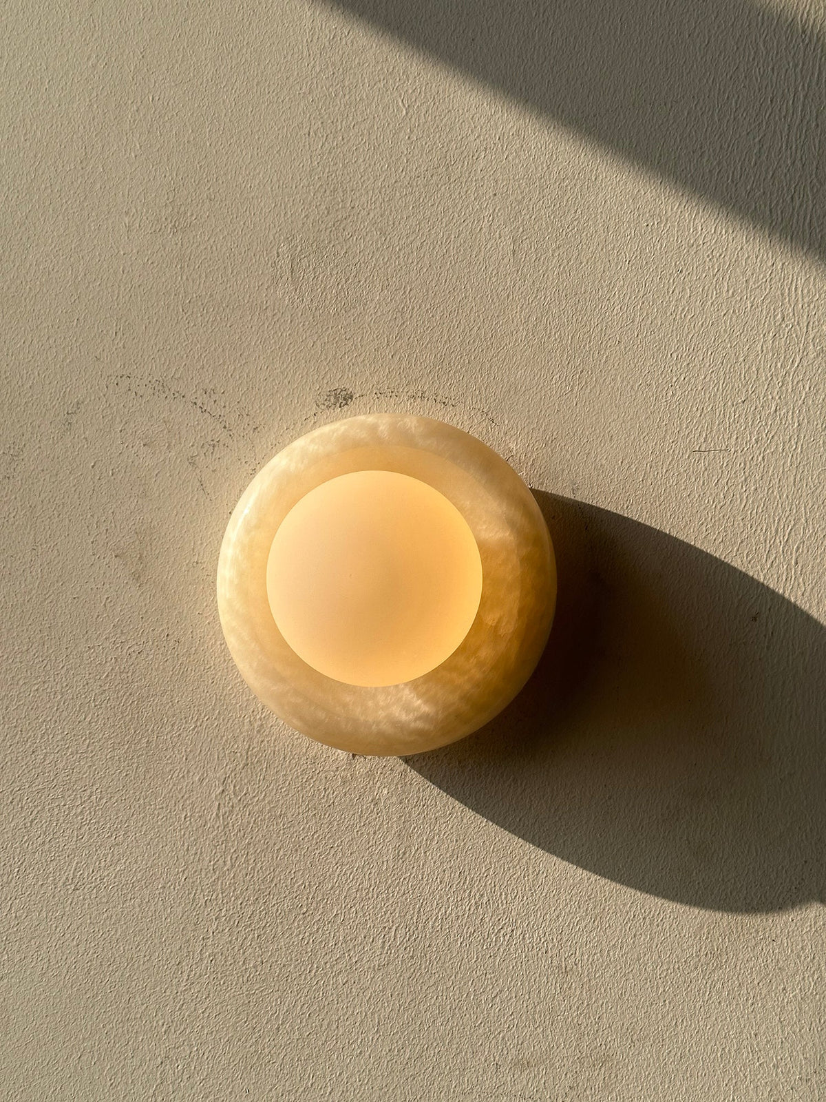Onyx Halo Series | Natural Onyx Wall Sconce with White Glass Diffuser for Bedside