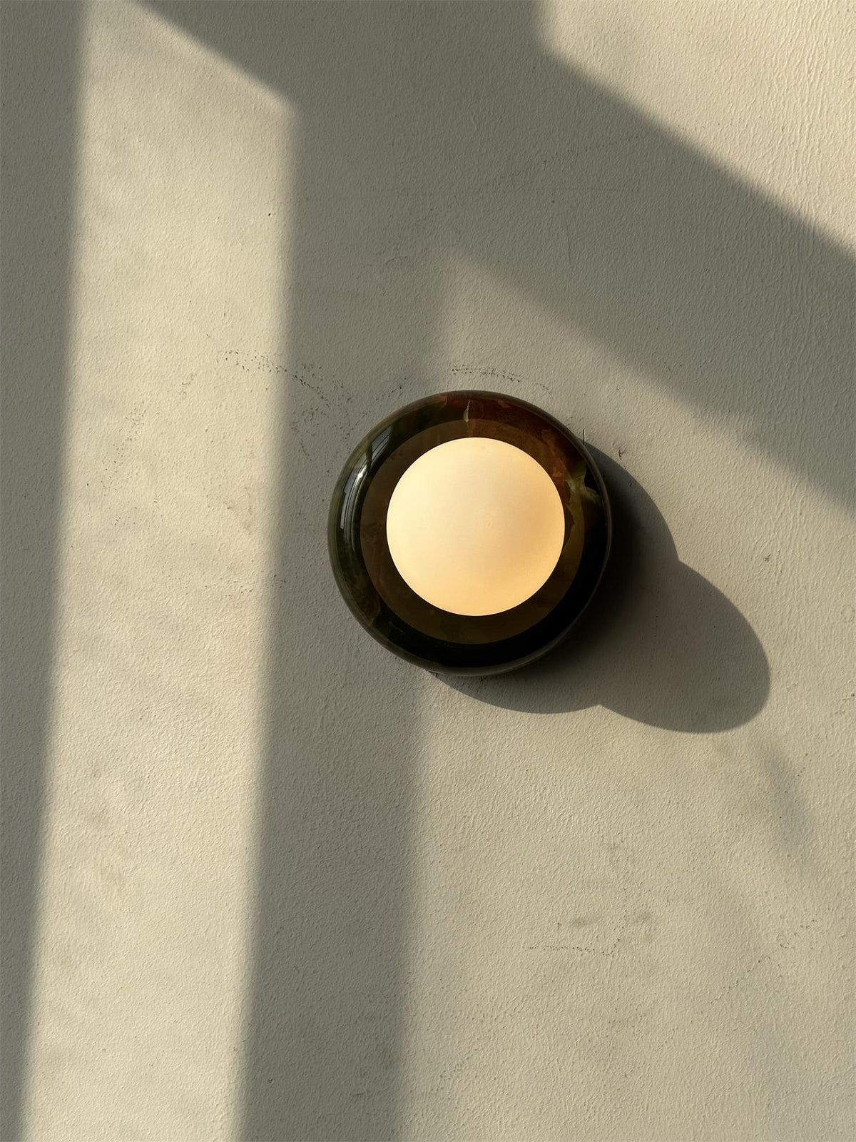 Onyx Halo Series | Natural Onyx Wall Sconce with White Glass Diffuser for Bedside