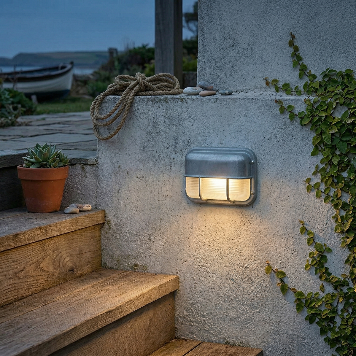 Aluminum Outdoor Bulkhead Wall Sconce with Sealed Glass | Weather-Resistant Light