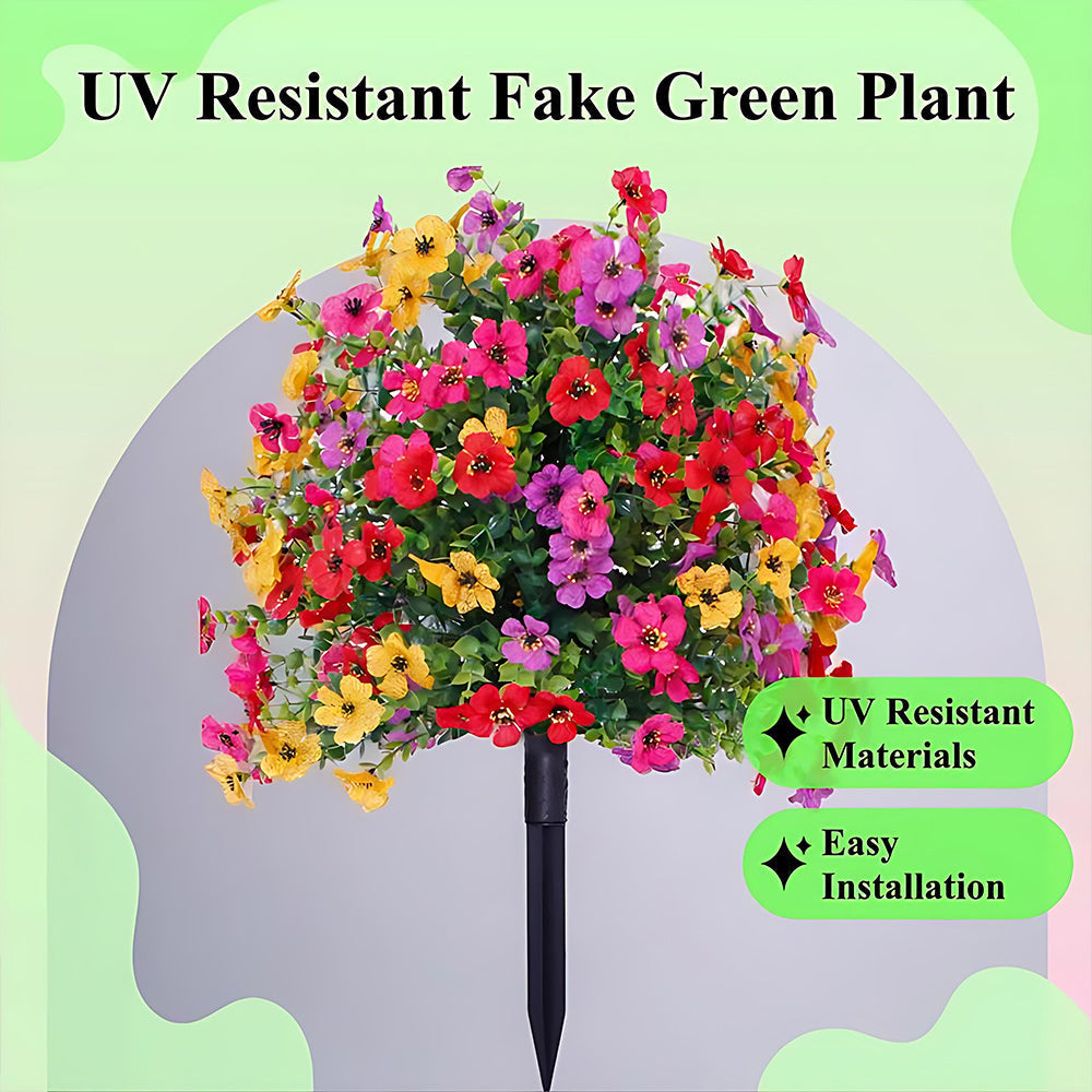 Outdoor Artificial Flowers with UV-Resistant Petals | Ground Stake Garden Decor
