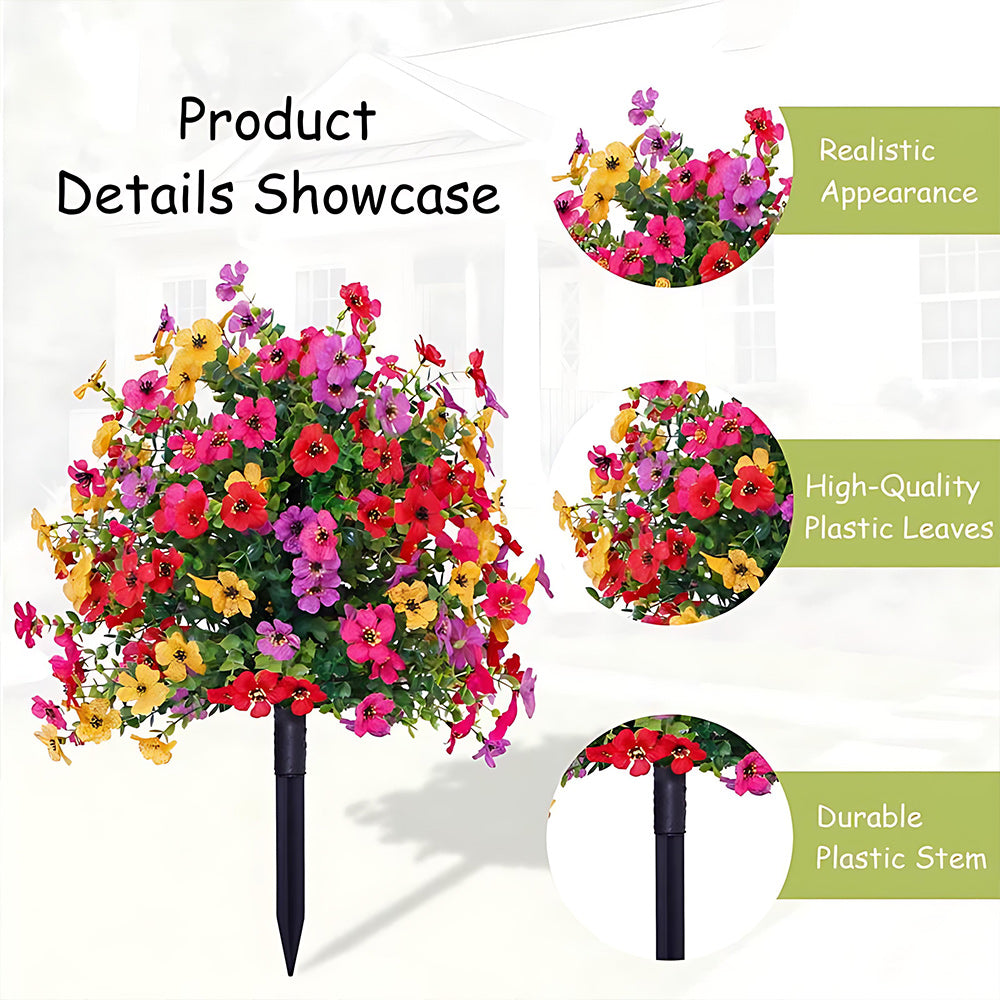 Outdoor Artificial Flowers with UV-Resistant Petals | Ground Stake Garden Decor
