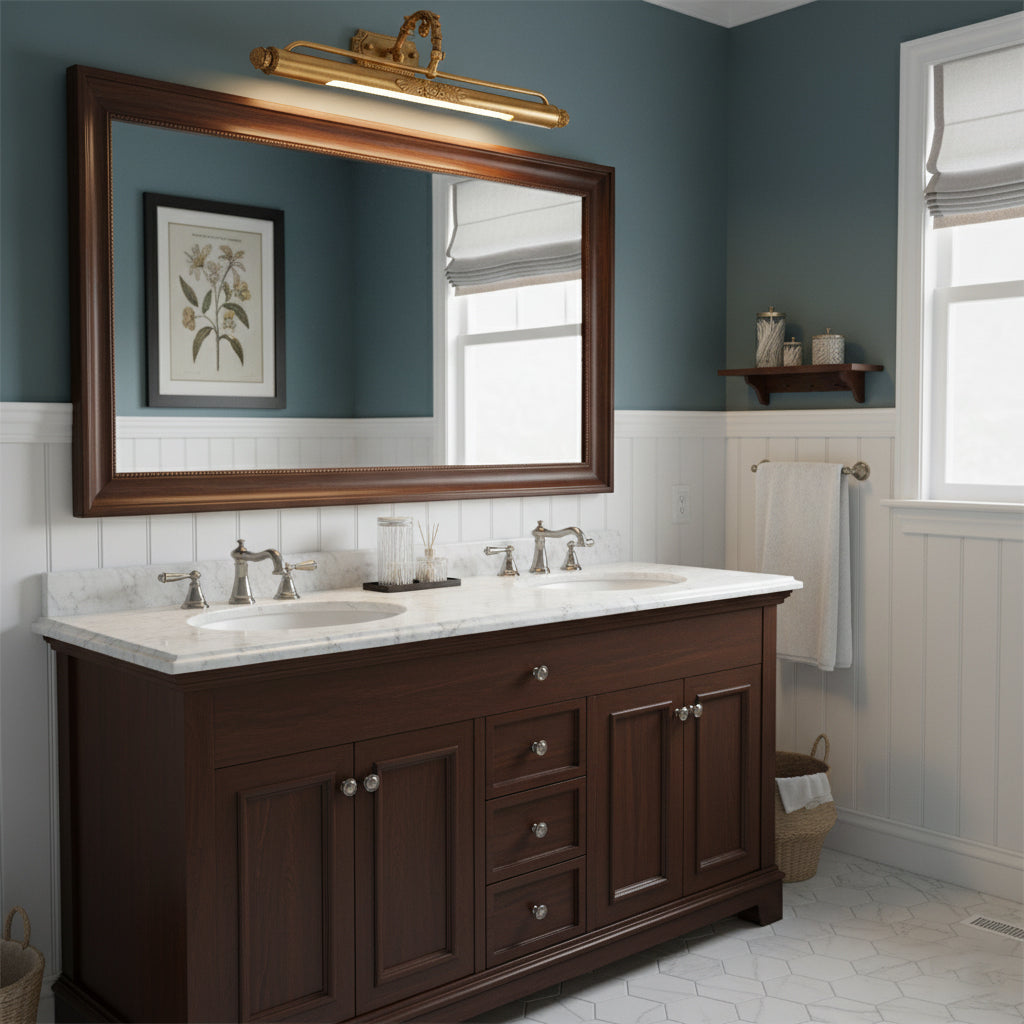 Antique Brass Picture Frame Wall Lamp with Integrated Light | Gallery Wall Art