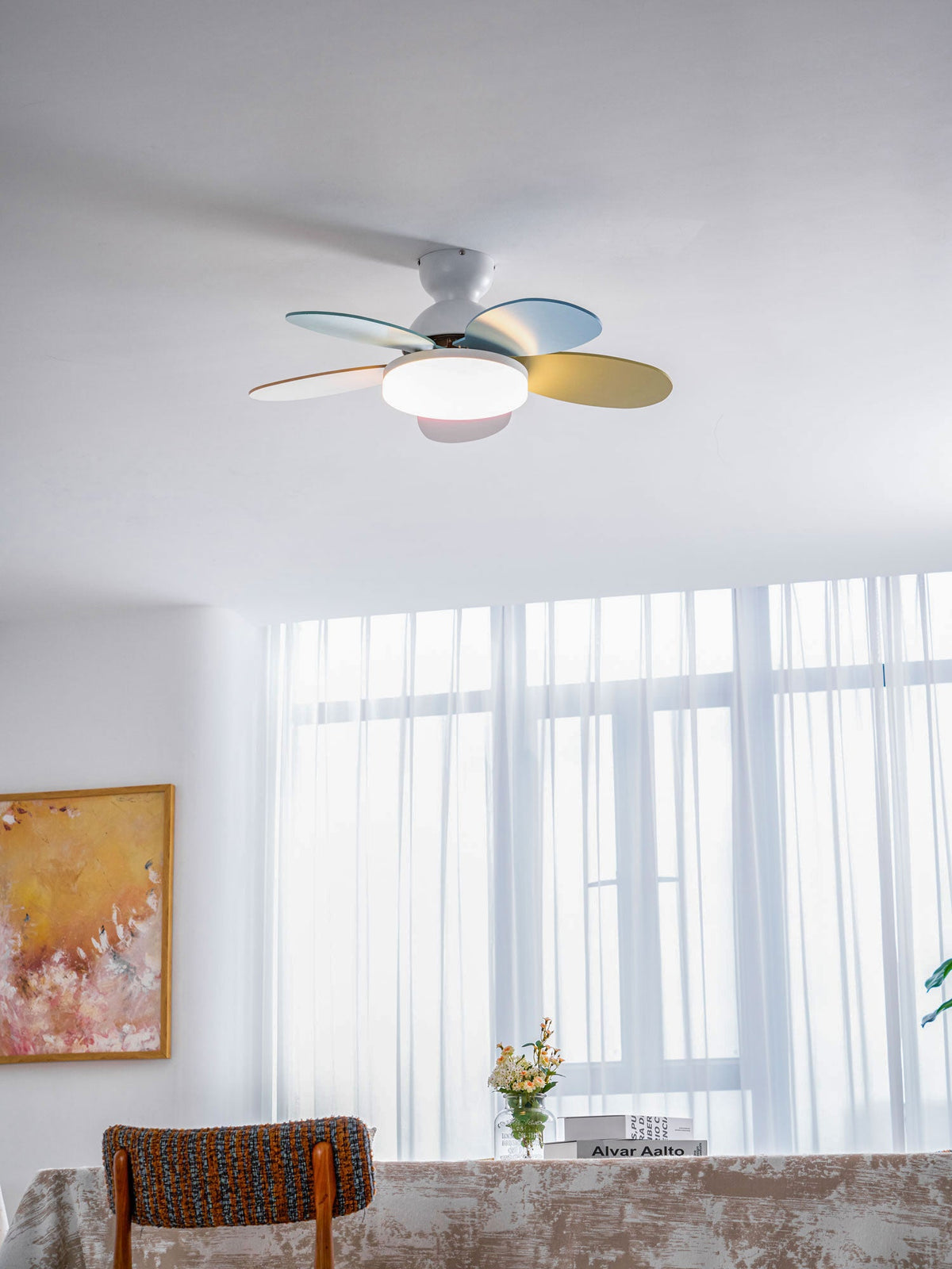 Petalux | Modern Ceiling Fan with LED Light and Remote | Quiet DC Motor for Living Rooms