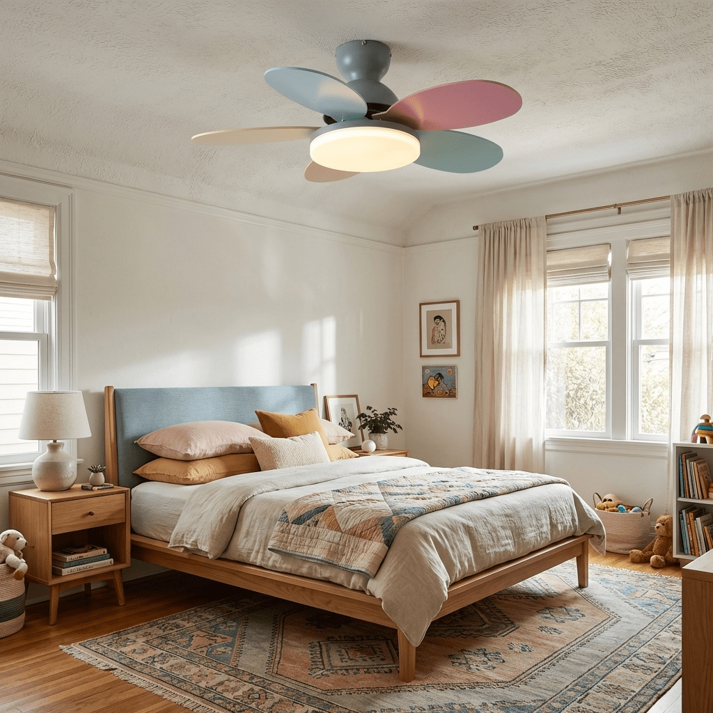 Petalux | Modern Ceiling Fan with LED Light and Remote | Quiet DC Motor for Living Rooms