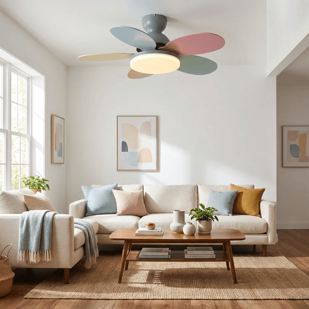 Petalux | Modern Ceiling Fan with LED Light and Remote | Quiet DC Motor for Living Rooms