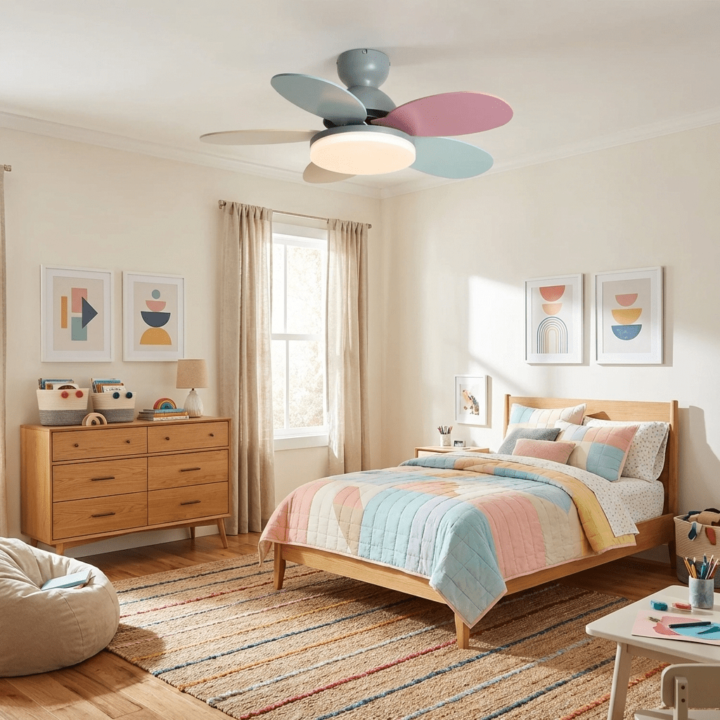 Petalux | Modern Ceiling Fan with LED Light and Remote | Quiet DC Motor for Living Rooms