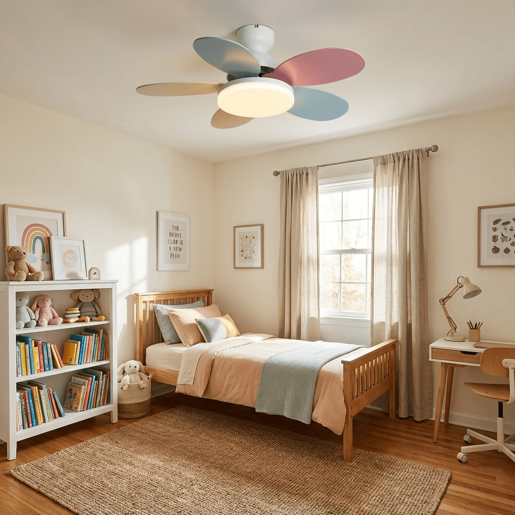 Petalux | Modern Ceiling Fan with LED Light and Remote | Quiet DC Motor for Living Rooms
