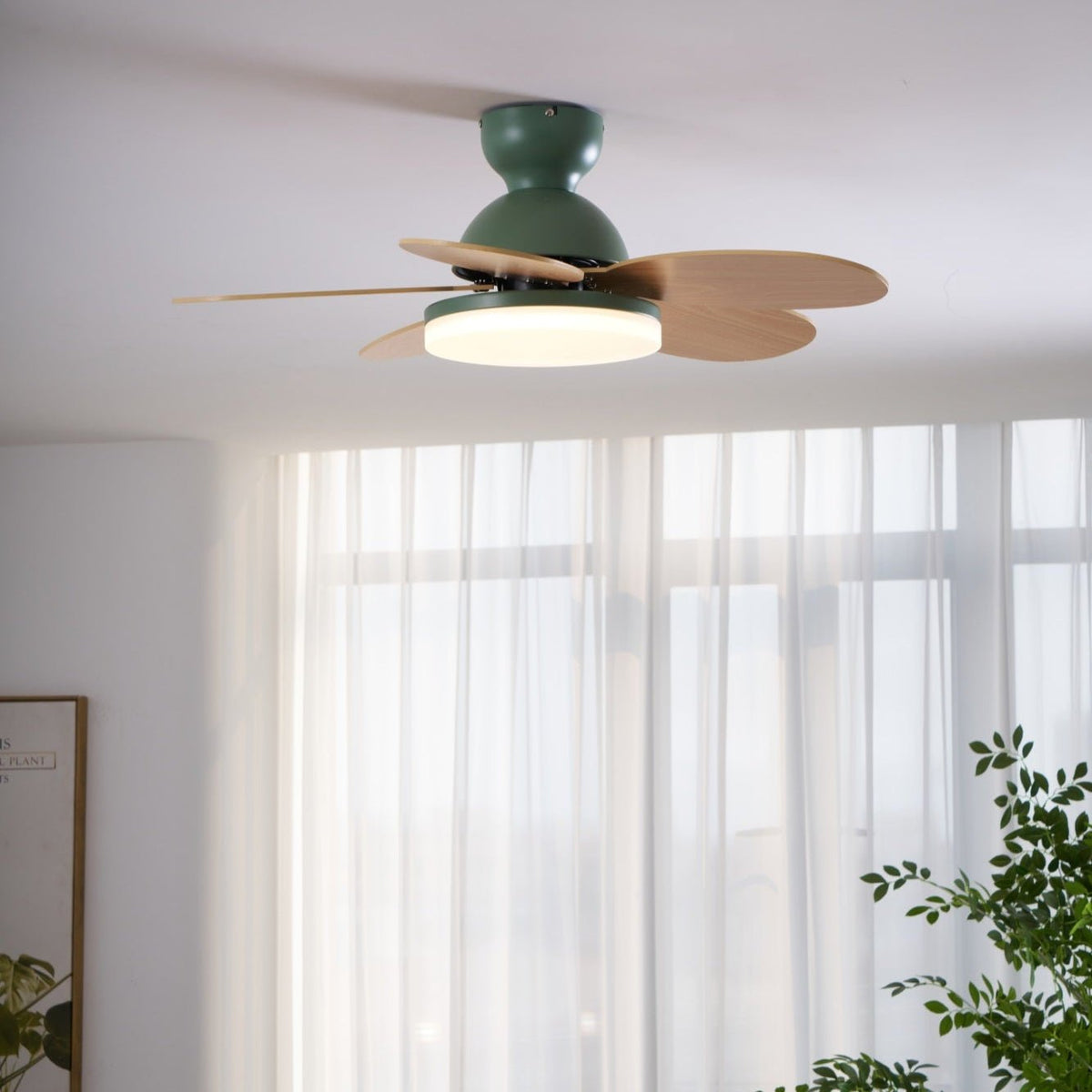 Petalux | Modern Ceiling Fan with LED Light and Remote | Quiet DC Motor for Living Rooms