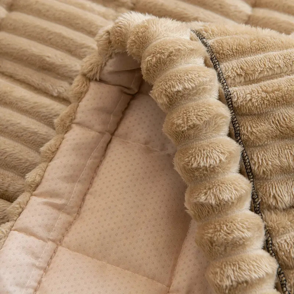 Textured Sofa Cover with Pleated Edges Washable Couch Protector