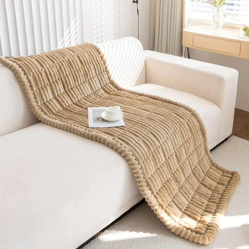 Textured Sofa Cover with Pleated Edges Washable Couch Protector