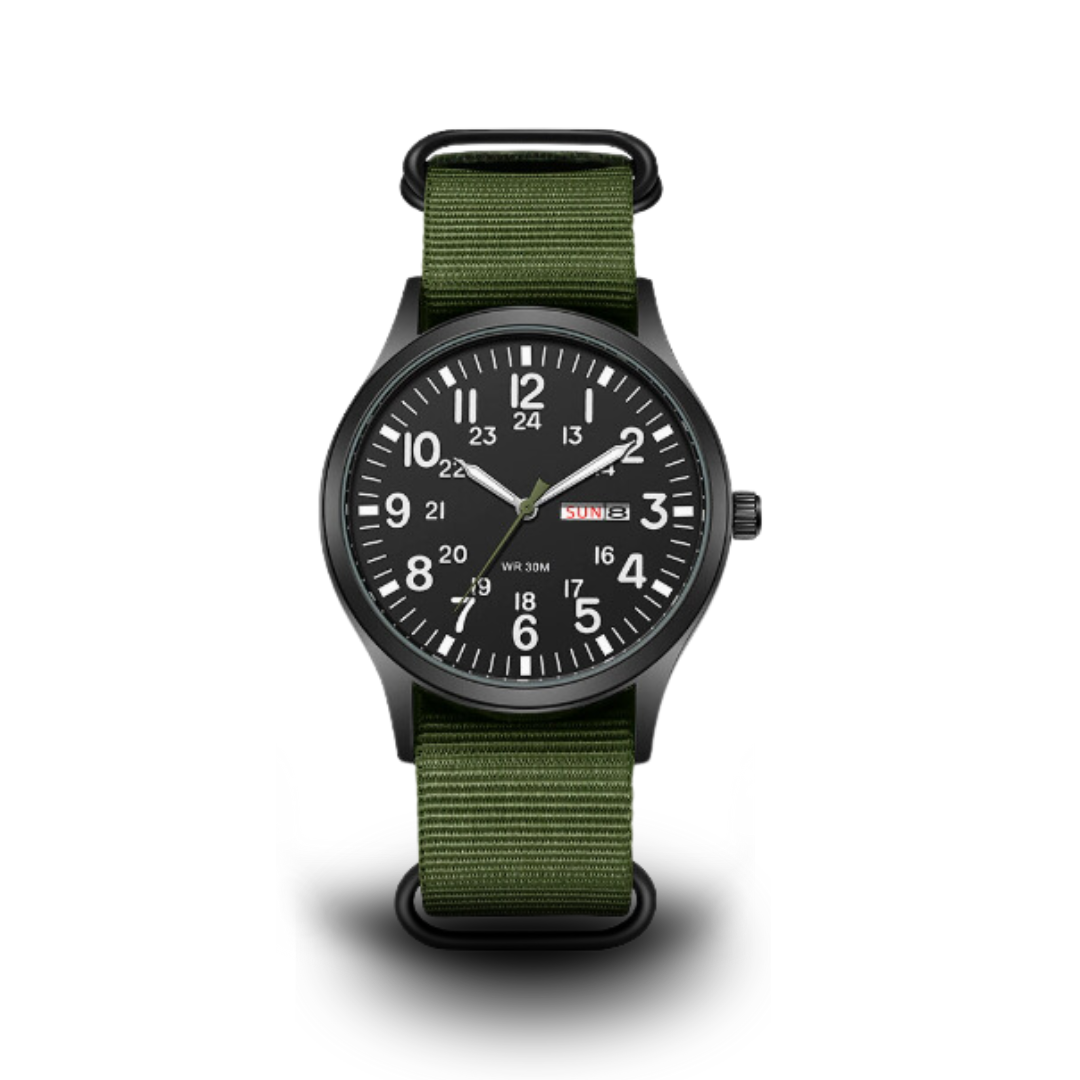 Men’s Waterproof Sports Watch – Rugged Outdoor Tactical Style Nylon Strap 42mm