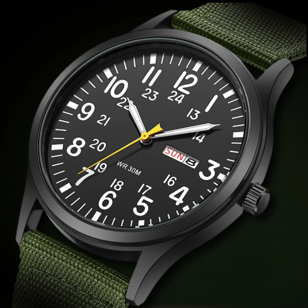 Men’s Waterproof Sports Watch – Rugged Outdoor Tactical Style Nylon Strap 42mm