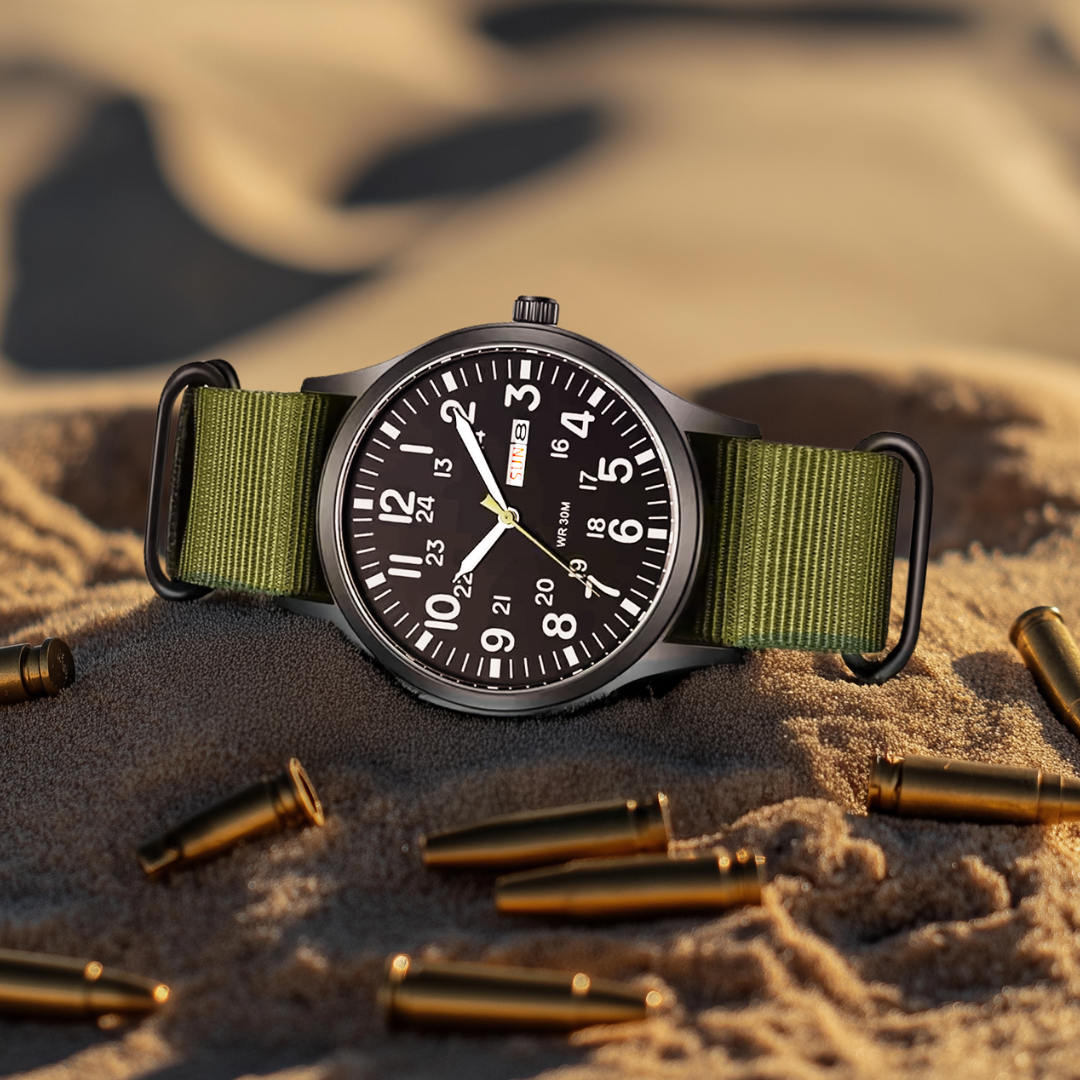 Men’s Waterproof Sports Watch – Rugged Outdoor Tactical Style Nylon Strap 42mm